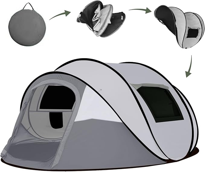 Instant Pop Up Camping Tent, 4-6 Person Tents,Automatic Set Up Tent in 3 Seconds,Waterproof Sunshade Family Tent,Portable Lightweight Dome Tent for Outdoor Camping,Hiking,Travel & Beach