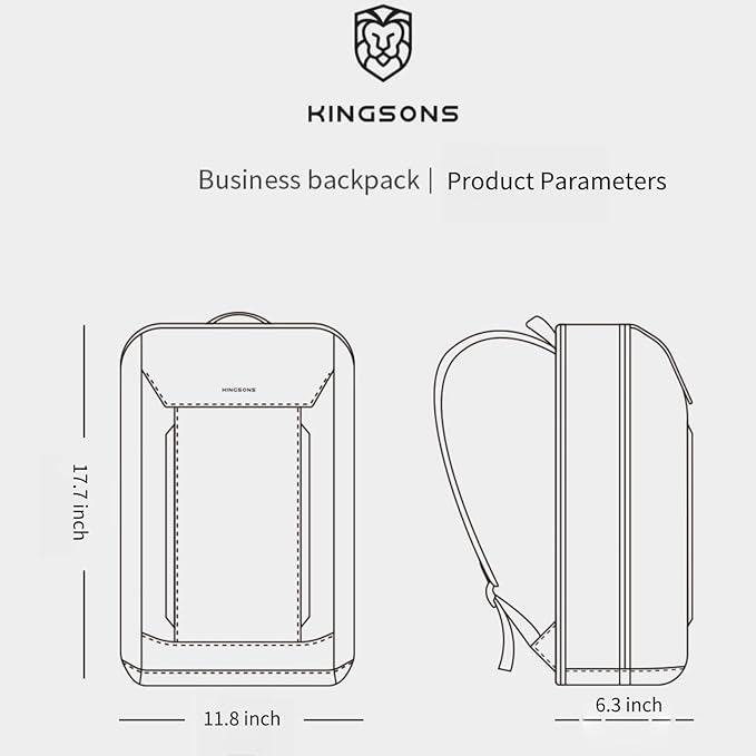 Kingsons 15.6 Inch Laptop Compartment Backpack for Men,Waterproof Slim Durable Business Backpack for Work，Travel (KS25054-Dark Blue-US-1)