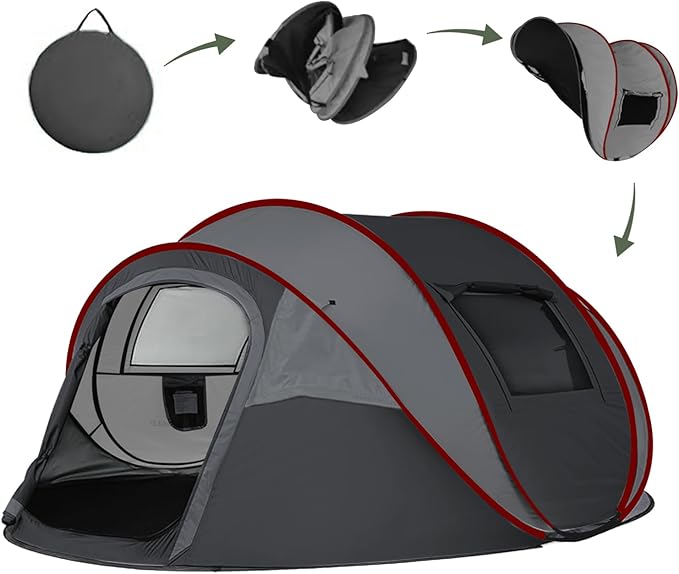 Instant Pop Up Camping Tent, 4-6 Person Tents,Automatic Set Up Tent in 3 Seconds,Waterproof Sunshade Family Tent,Portable Lightweight Dome Tent for Outdoor Camping,Hiking,Travel & Beach