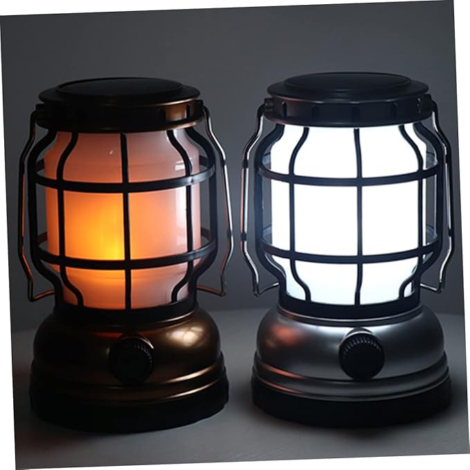 UPKOCH Solar-Powered Camping Lanterns USB Rechargeable Led Tent Lamp Multi-Function Retro Style Camping Lamp for Outdoor Hiking Emergency