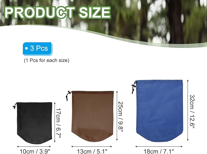 PATIKIL Stuff Sack, Waterproof Outdoor Storage Sack Portable Drawstring Dust Flap Bag for Hiking Backpacking