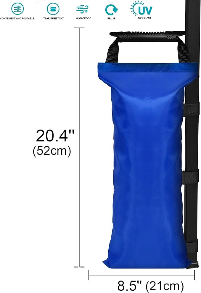 4 Pack (Upgrade) SANWAY Sand Bags for Canopy Weights(Unfilled)-Portable and Durable to Secure Tents, Canopies, and Umbrellas at Outdoor Events (Blue, 120 LBS)