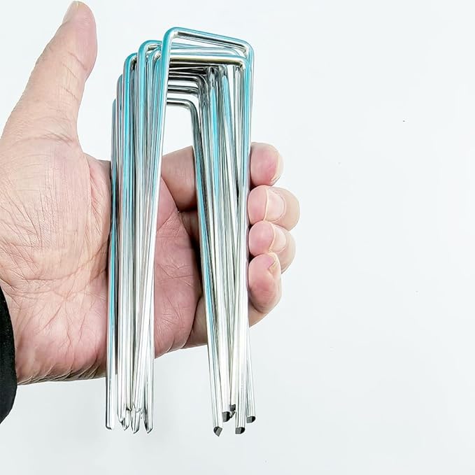 8 Gauge Landscape Staples 6 Inch Ground Staples 50Pack Yard Metal Lawn Ground Barrier Cover Wire Heavy Duty U Stakes Garden Pins