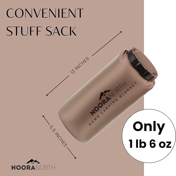 Down Camping Blanket with Footbox – Lightweight, Packable, Water Resistant Backpacking Quilt & Warm Puffy Compact Outdoor Throw – 52x77 with Stuff Sack for Stadium, Hiking & Travel