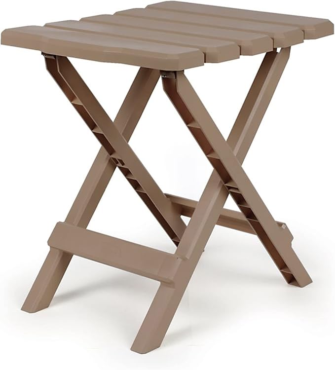 Camco 21045 Small Quick-Folding Adirondack Table, Plastic, Taupe