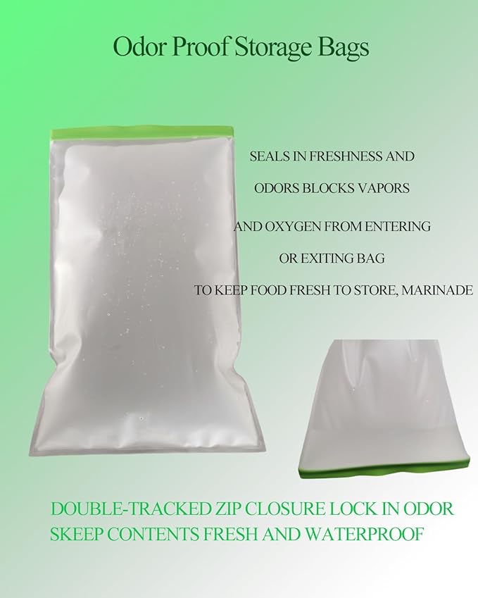 4 pack HEAVY DUTY Odor Proof Storage Bags-12ｘ20 Inch, Reusable Double-Tracked Ziplock Bags for Food Storage,Large Bear Bag fit Camping, Hiking, Water Sports and Home Organization