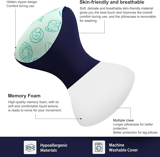 Knee Pillow for Side Sleepers, Camping Pillow, Leg Pillow, Small Memory Foam Pillow Travel, Comfortable Leg Pillow for Side Sleeping, Compatible for Camping