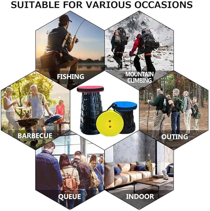 Camping Chair, Folding Stool, Upgraded Collapsible Seat, Portable Retractable Foot Rest for Outdoor Fishing, Hiking, Gardening, Travel, BBQ - Max 400lbs (Blue)