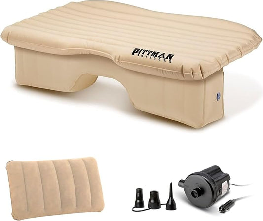 Backseat Bed for Truck - 60" Backseat Air Mattress for Truck, Vans & Large SUV Bed Mattress - Tan Rear Seat Air Mattress Includes Pump, Pillow & Storage Bag - 60" x 35.5"