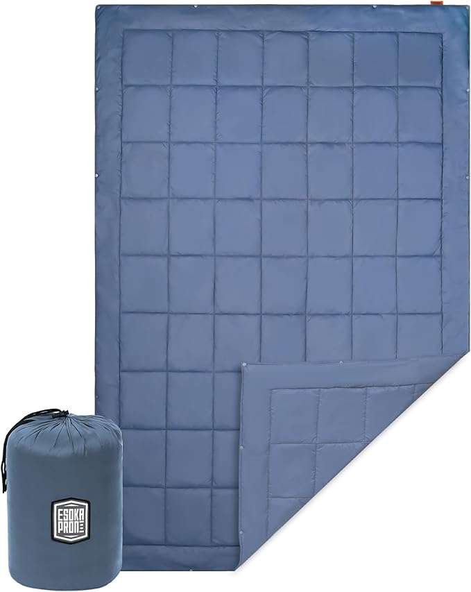 Outdoor Camping Blanket,Lightweight Waterproof Puffy Camping Blanket,Portable Camping Quilt for Travel, Picnic, Hiking,Camping (Gray)