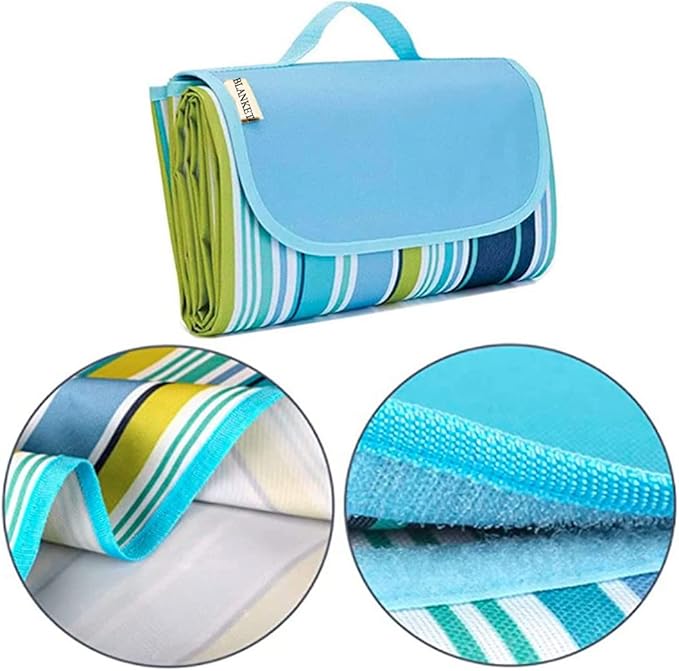 Extra Large Beach Blanket Outdoor Picnic Blankets, Foldable Waterproof Sand Free Beach Mats Picnic Mat for Festival BBQ Park Grass Lawn Camping Hiking Travel Concerts (Blue 2, 80x60 in)