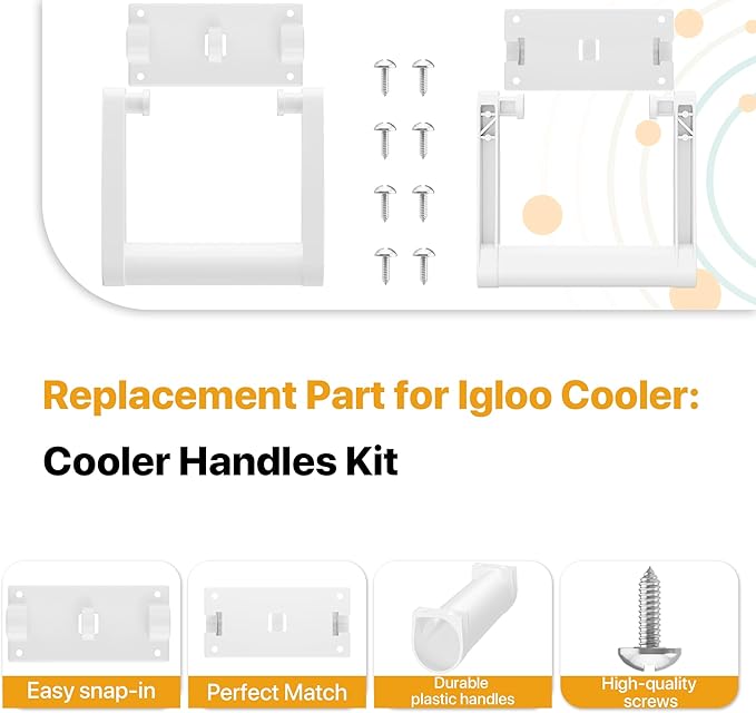 LBB-Parts White Plastic Replacement Cooler Handles,Compatible with Igloo 90-100 Quart Cooler Handle,Cooler Replacement Handles kit