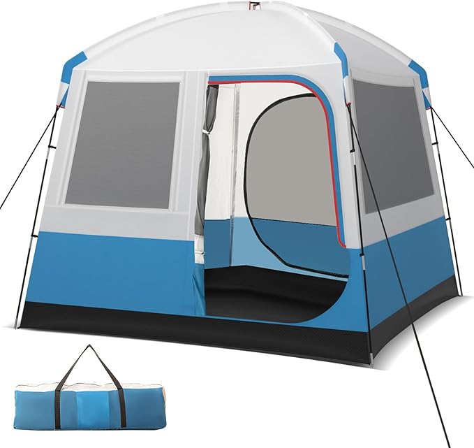 Tangkula 5 Person Camping Tent, Portable Backpacking Tent with Removable Rainfly, Floor Mat, 3 Mesh Walls & Zippered Doors, Carrying Bag, Family Dome Tent for Camping, Hiking, Traveling, Picnic