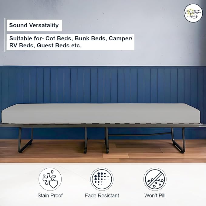 Cot Fitted Sheet 30 x 75, 100% Egyptian Cotton, 1 PC Cot Size Bottom Sheet Only, Perfect for Narrow Twin, Camp Bunk, Army Cots, Trifold Mattress, Camping Cot, Guest Bed Replacement(Light Grey)