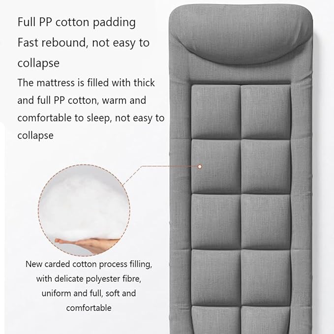 Folding Camping Cot with Mattress and Pillow, Portable No Installation Lightweight Adult Sleeping Bed for Home,Office,Camping and Travelling (Pink)