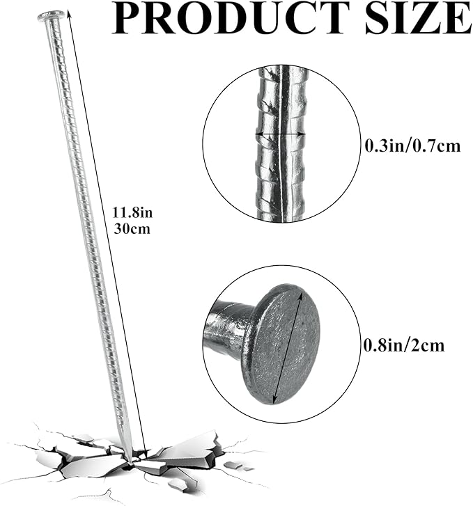 MIVIDE 16 Pack 12 Inch Galvanized Landscape Stakes, Heavy Duty Solid Metal Spikes, Landscape Anchoring Stake for Paver Edging, Artificial Turf, Weed Barrier, Tent