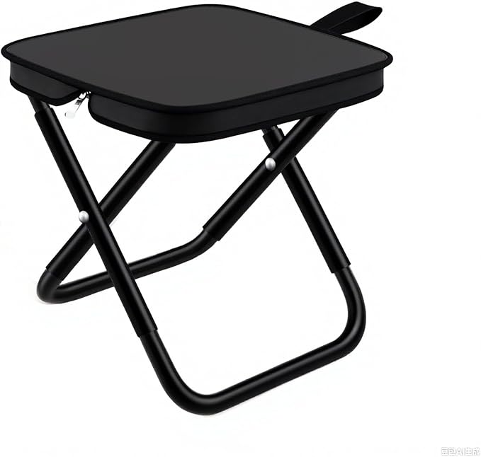 6pack 12inch Folding Stool Portable Camping Chairs with Carry Bag for Outdoor Mountaineering Fishing Hiking Hunting Foot Stool Mini Travel Chair (Black)