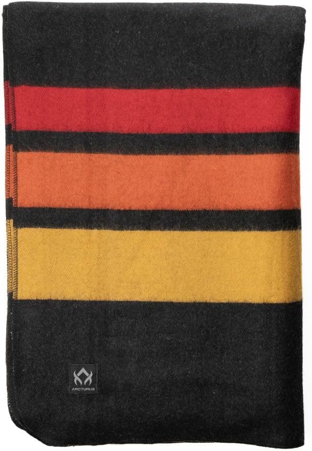 Arcturus Rainier Wool Blanket - Warm, Heavy, Washable, Bed Blanket | Great for Home & Camping (Sunset Peak, King)