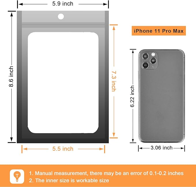 100 Pcs Resealable Mylar Bags, Gradient Color Food Storage Bags, Zip Bag Foil Bags Packaging Pouch for Food Storage, Sample, Small Business (Grey Black, 5.9 X 8.6 Inch)