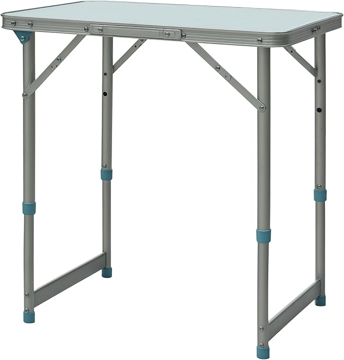 Outsunny 23" Folding Camping Table with Height Adjustability, Lightweight Portable Table with Carry Handle, Outdoor Folding Table Camping Accessories