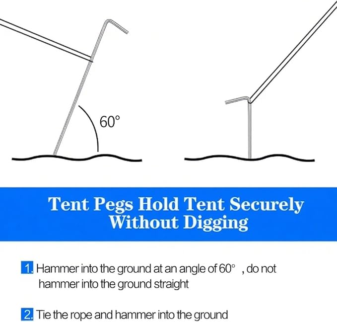 100 Pack 7" Tent Stakes, Metal Tent Stakes for Outdoor 4mm Thickness Camping Galvanized Tent Stake Pegs Rust-Free Canopy Stakes Heavy Duty Garden Stakes for Camping, Canopy, Outdoor Decoration