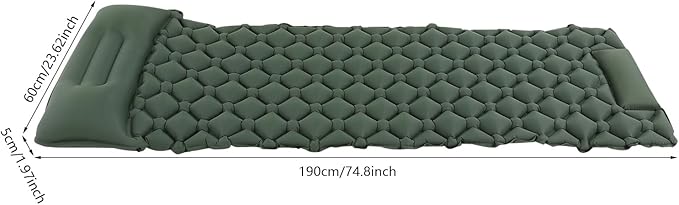 RusChic Sleeping Pad, Ultralight Inflatable Sleeping Pad for Camping with Pillow Built-in Foot Pump, Extra Thick Compact Camping Sleeping Mat for Hiking, Backpacking, Tent Use