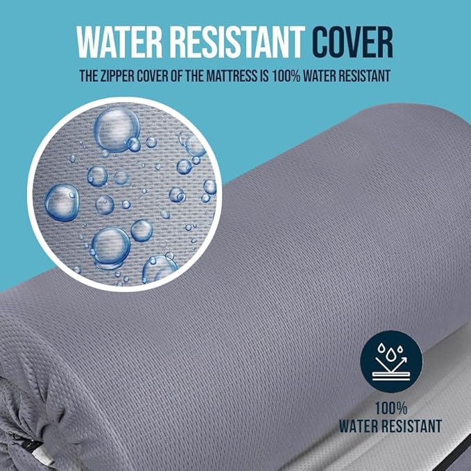 Foamma 3" x 54" x 80" High Density Roll-Up Camping Mattress with Water Resistant Zipper Cover, Foldable and Portable for Camping, RV Bunk, Tent, Guest Bed, Outdoor and Dorm, CertiPUR-US Certified Foam