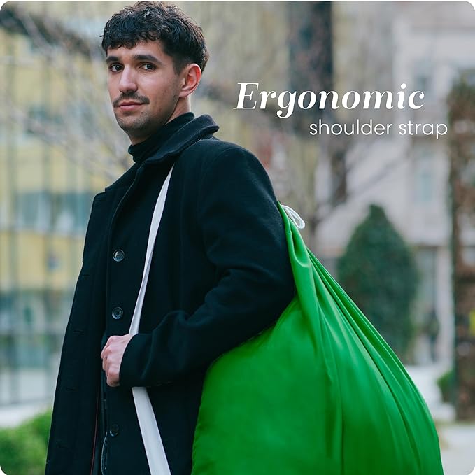 Handy Laundry Bag Shoulder Strap - Drawstring Locking Closure, Durable Nylon Material, Large Capacity, Heavy Duty Stitching - Perfect for Laundromat or College Dorm (Green, 30" x 40")