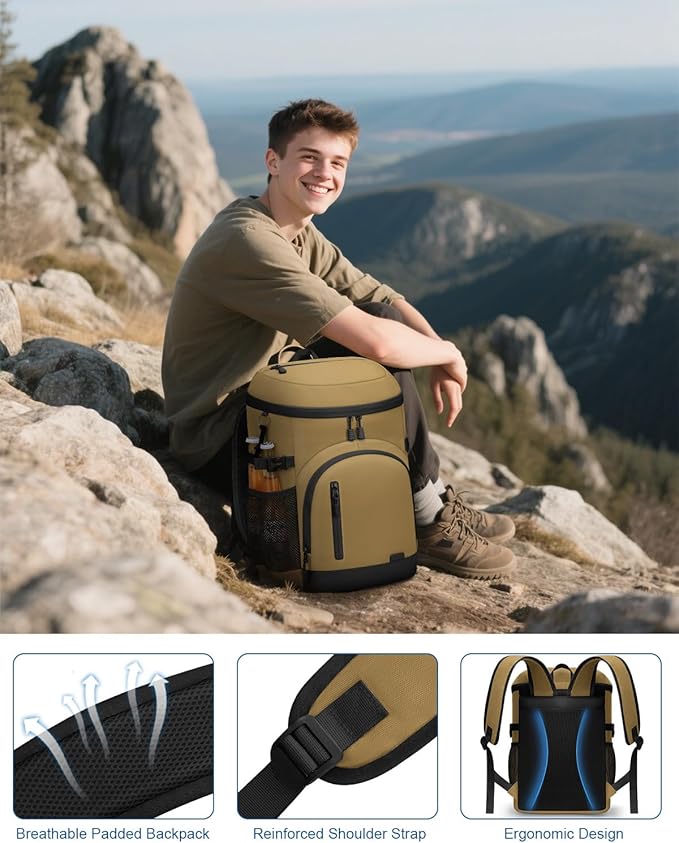 Cooler Backpack Insulated Waterproof,30/45 Cans Backpack Coolers Leakproof Lunch Backpack for Men Women Portable Soft Cooler Bag for Beach Camping Trave Picnic
