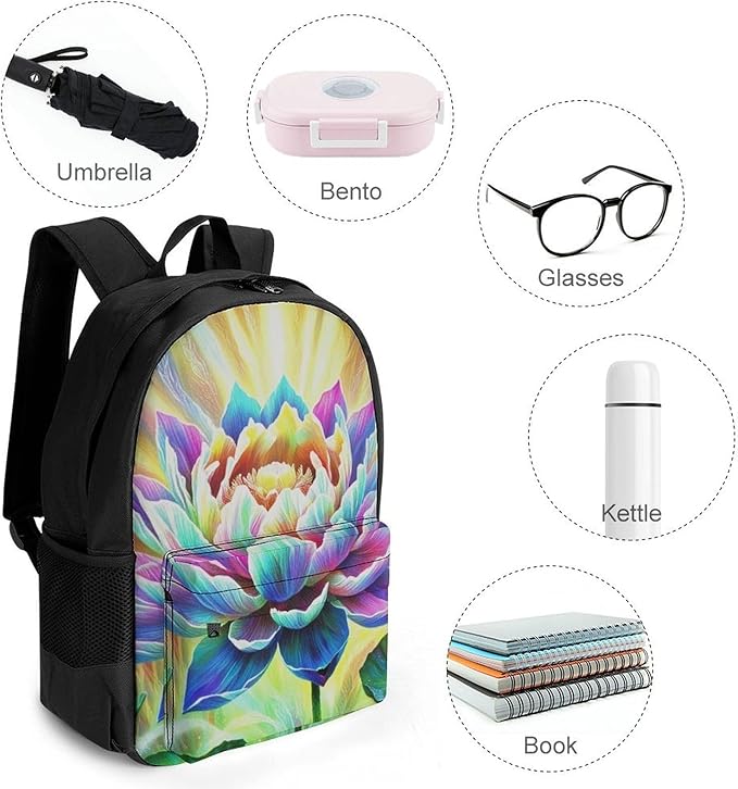 Supdreamc Daypack Bookbag Anti-Theft Multipurpose Large Capacity Bookbag, Healing Poppy Flower Travel Hiking Camping Rucksack With Adjustable Shoulder Straps