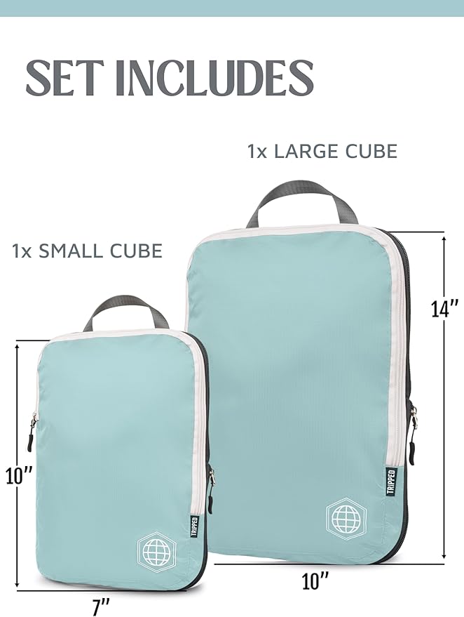 Compression Packing Cubes Set for Carryon Suitcases- Lightweight, Durable Clothes Organizer