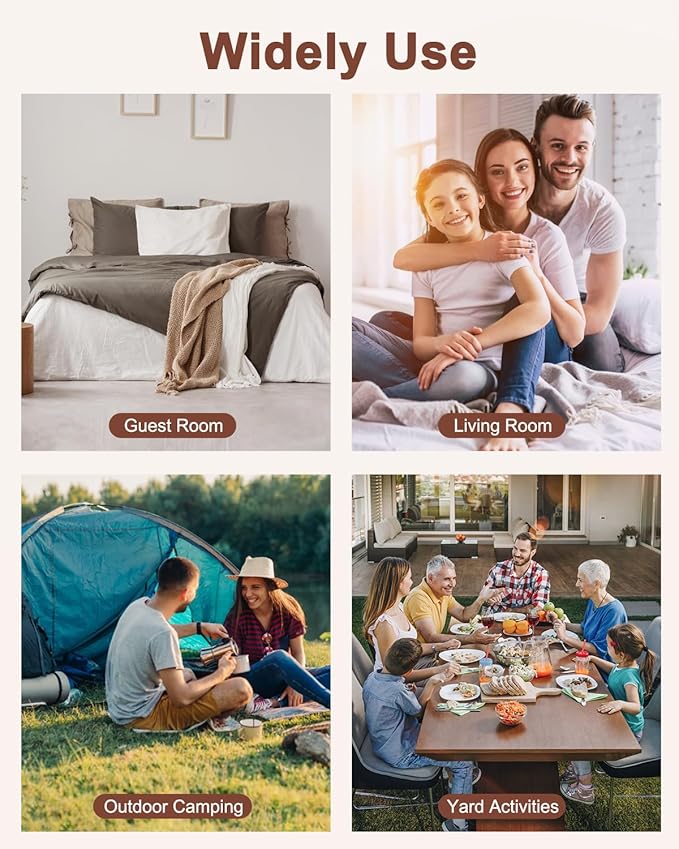 Luxury Air Mattress Queen with Built in Pump and Light,Queen Air Mattress with Built in Pump,15.8" Height,Self Inflating with Flocking Fabric, Ideal for Camping, Guests, and Hiking