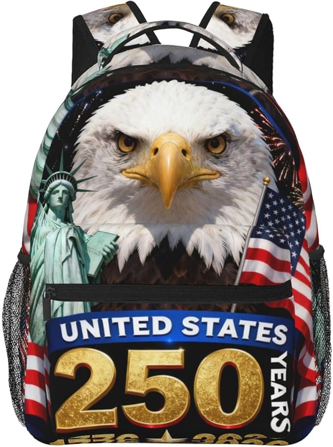 Rucksacks Lightweight Multipurpose Anti-Theft USA 250th Anniversary America Patriotic Art Shoulder Bag Big Capacity Traveling Camping Backpack With Side Pockets