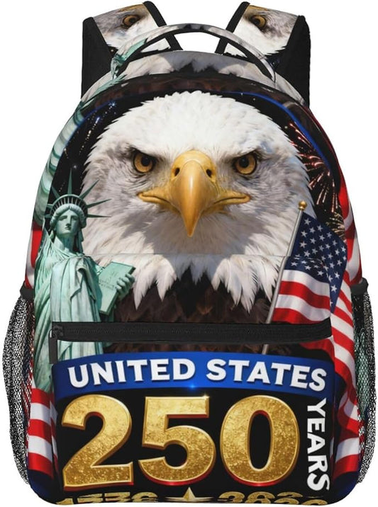 Rucksacks Lightweight Multipurpose Anti-Theft USA 250th Anniversary America Patriotic Art Shoulder Bag Big Capacity Traveling Camping Backpack With Side Pockets