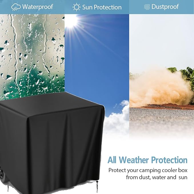 Kingling Cooler Cover, Waterproof Outdoor Rolling Ice Chest Wheeled Camping Cooler Cover