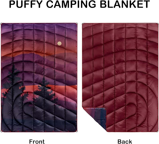 Camping Blanket,Lightweight Puffy Printed Camping Blanket Packable Outdoor Blanket for Camping,Traveling, Stadium, Hiking, Picnics