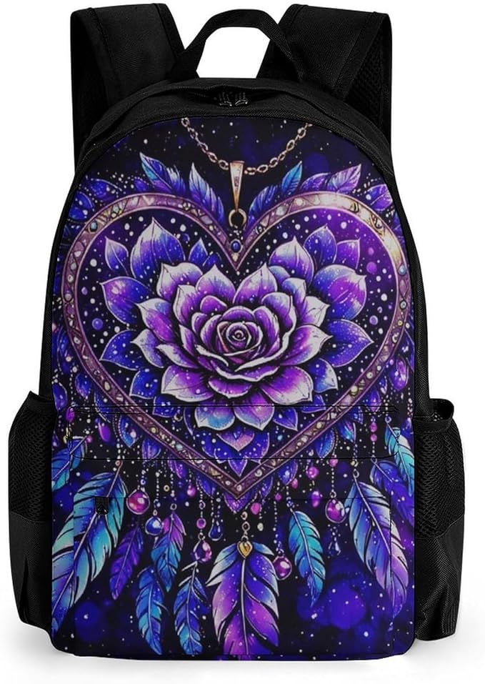 Lightweight Daypack Backpack for Trekking Work Running, Big Capacity Multipurpose Anti-Theft Bookbag, Fantasy Rose Art Business Computer Bag