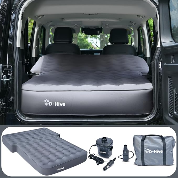 D-Hive SUV Air Mattress, Ultra-Thick Material Extra-High Car Air Mattress, SUV Mattress for Toyota 4runner, Jeep Wrangler, Car Mattress Inflatable Grey