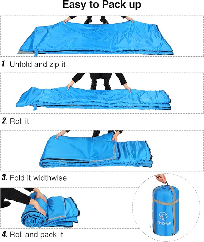REDCAMP Ultra Lightweight Sleeping Bag for Backpacking, Hiking, Comfort for Adults Warm Weather, with Compression Sack