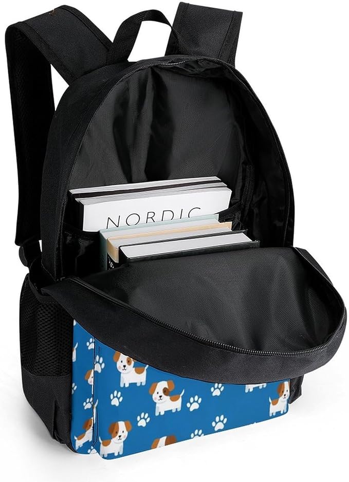 Daypack Backpack Polyester Multipurpose Anti-Theft Beagles Paw Navy Blue Printed Shoulder Bag Big Capacity Gym Outdoor Hiking Backpack With Smooth Zippers