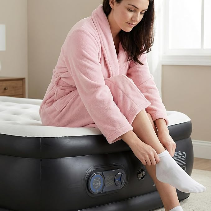 Queen Air Mattress with Built-in Pump - 22" Double Height, Non-Slip Bottom, Supports 660lbs for Home & Camping