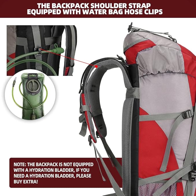 King'sGuard 70L Hiking Backpack with Rain Cover Lightweight Waterproof Travel Camping Backpack Large Backpacking Pack