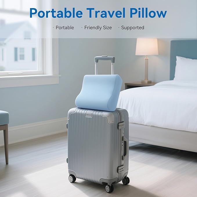 AM AEROMAX Travel Contour Memory Foam Pillow, Cervical Pillow for Neck Pain Relief, Neck Orthopedic Sleeping Pillows for Side, Back and Stomach Sleepers.