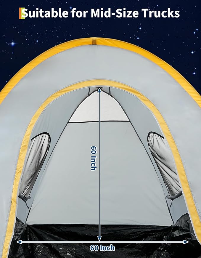 Truck Bed Tent with Awning Pickup Truck Tent for 5–8.2 ft Bed Waterproof PU3000 Oxford Camping Tent Portable Truck Camper for Chevy Silverado 1500 F150 Ram 1500
