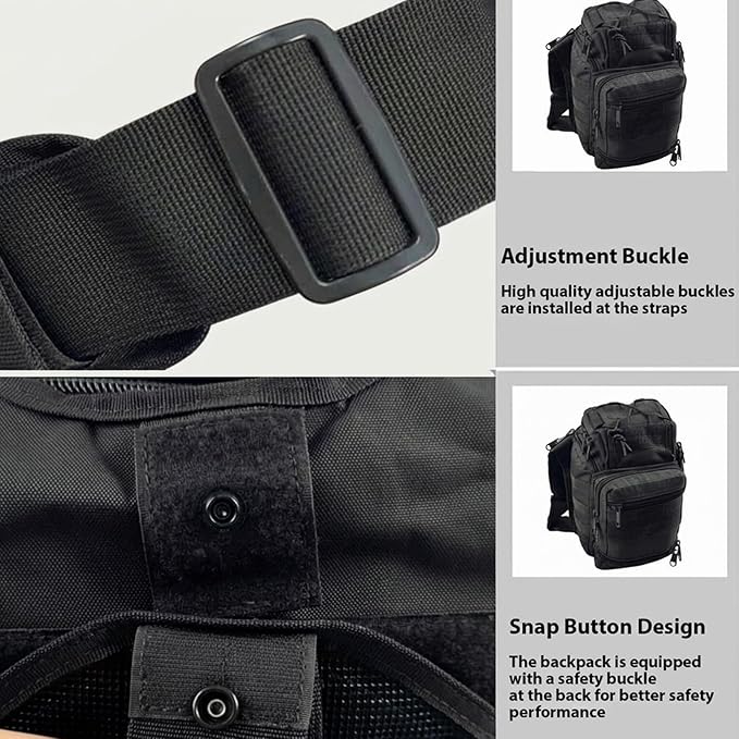 Tactical Backpack for Men，Military Sport Bag Pack Sling Shoulder Backpack Tactical Crossbody Bag EDC Molle Assault Range Bag Chest Pack for Hiking Camping Outdoor - Black