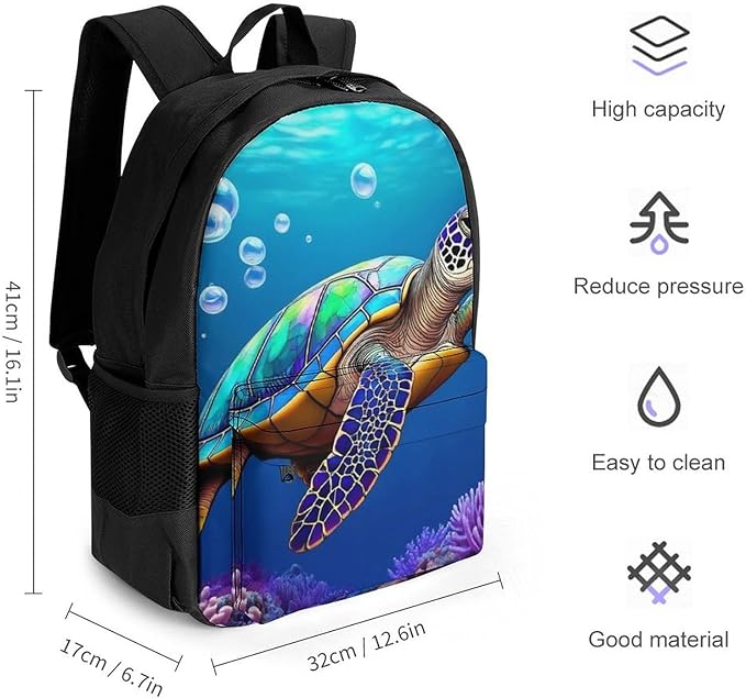 Supdreamc Men Women Lightweight Sea Turtle Backpack Large Capacity Bookbag With Smooth Zippers for Gym Business Running