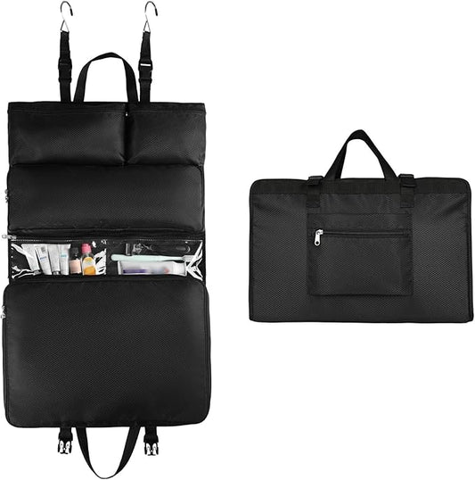 TABITORA Travel Clothes Organizer Portable Hanging Compression Packing Cubes Camp Organizer Travel Cases Suitcase Storage Large Capacity Carry On Closet (Black)