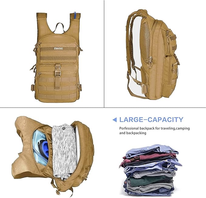 MOSISO Tactical Hydration Pack Backpack, Lightweight Military Daypack Water Backpack Rucksack Bag with 3L Water Bladder