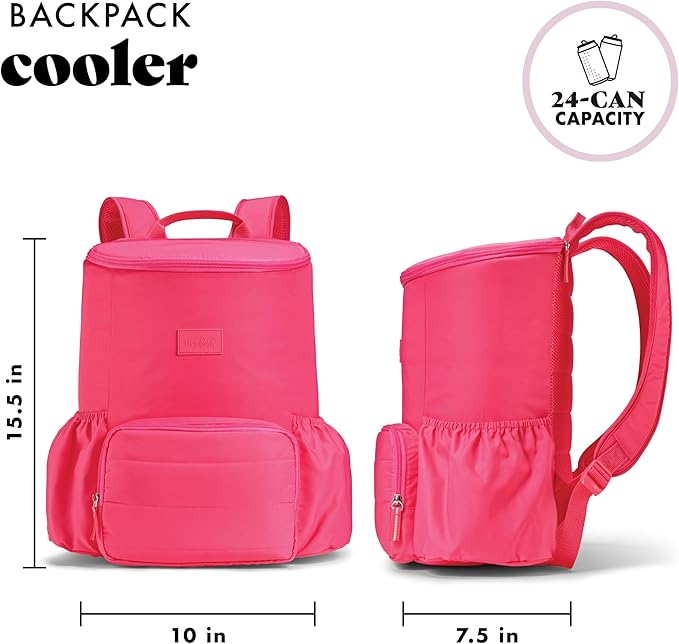 Fit & Fresh Insulated Backpack Soft Cooler – Leak-Resistant Beach & Travel Bag for Women, 24 Can Capacity Picnic & Cooler Bag