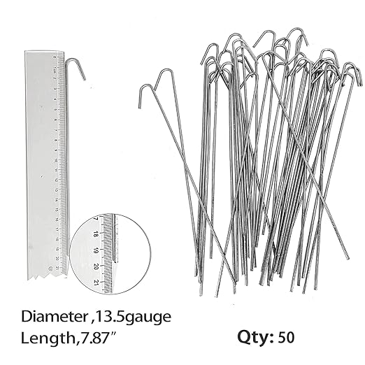 HITTITE 50-Pack Chain Link Fence Dog Fence Slats Hook,Repair Aluminum Wire Ties for Chain Link Fence and Dog Fence, Metal Wire Ties for Dog Fence, Chain Link Hook 7-9/10" Long, Diameter 13.5gauge.